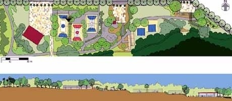 Detalhe de uma área do parque, anexa à nova área habitacional proposta<br />Imagem do autor do projeto 