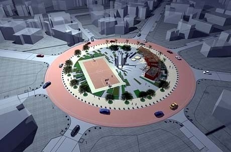 Vista aérea Geral da praça e seu entorno imediato<br />Imagem do autor do projeto 