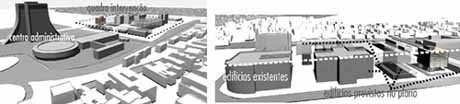 Inserção na cidade: aterro do Centro Administrativo<br />Imagem dos autores do projeto 