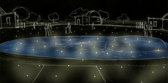 Espelho d'água Praça Orbital<br />Imagem dos autores do projeto 