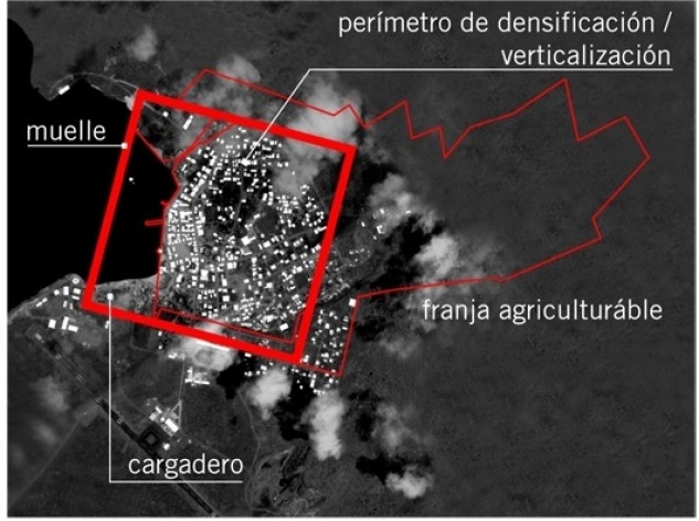 Perímetro de densificação/ verticalização<br />Imagem dos autores do projeto 