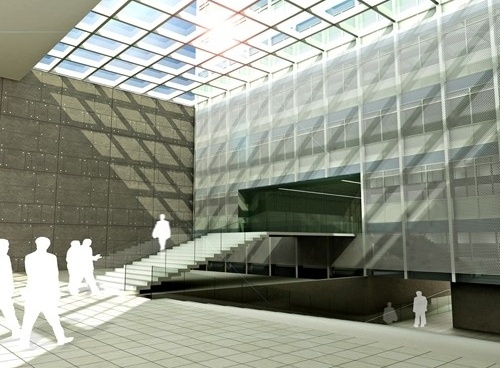 Perspectiva da ampliação do vestíbulo nobre do Edifício Farroupilha<br />Imagem da equipe 