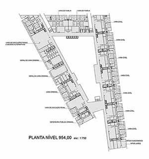 Planta nível 954,00<br />Imagem dos autores do projeto 