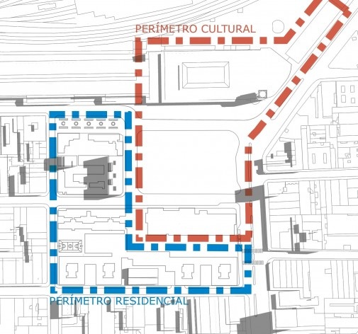 Complexo habitacional e cultural Júlio Prestes, São Paulo, arquitetos Mario Biselli e Arthur Katchborian<br />Diagrama 08: perímetros 