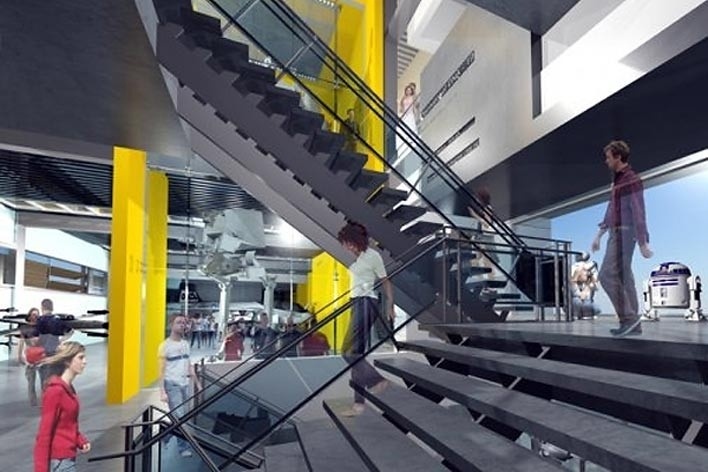 Concurso Internacional para Projeto Arquitetônico do Museu Exploratório de Ciências da Unicamp, escadaria de circulação, 3º colocado. Arquiteto  Erik W. Lewitt, 2009<br />Imagem autor 