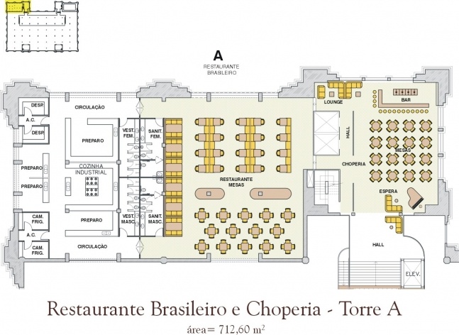 Restaurante Brasileiro e Choperia. Torre A<br />Imagem do autor do projeto 