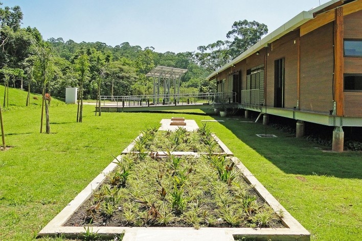 Sede Administrativa do Parque Natural Fazenda do Carmo, perspectiva posterior, São Paulo, Secretaria do Verde e Meio Ambiente – SVMA, 2018<br />Foto divulgação 