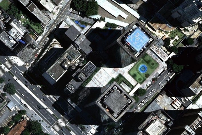 Cetenco Plaza, Avenida Paulista, implantação, São Paulo. Arquitetos Rubens Carneiro Vianna e Ricardo Sievers [Google Maps]