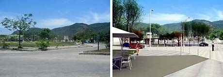Praça Dom José Gonçalves da Costa antes e depois<br />Imagem do autor do projeto 