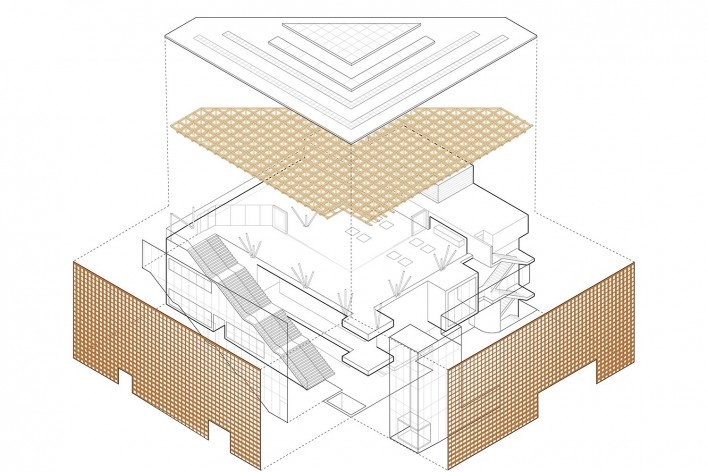 Novo Museu de Arte de Aspen, Colorado, perspectiva. Shigeru Ban Architects