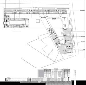 Planta nível 929,00 / Corte Longitudinal<br />Imagem dos autores do projeto 