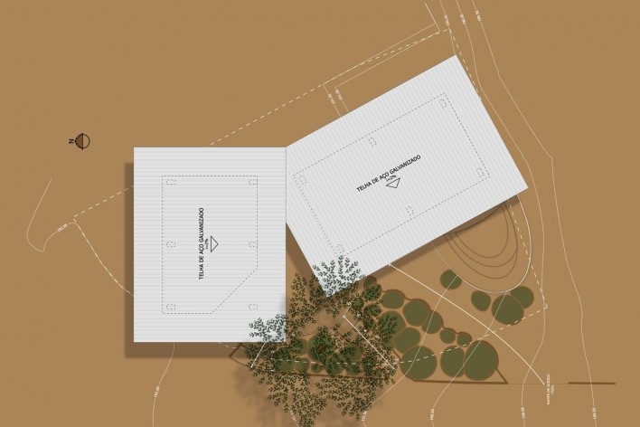 Planta de cobertura - Pavilhão da arquitetura em terra<br />Desenho Abiola Akandé Yayi e Robert Soares 
