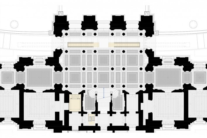 Modernization and restoration of The Ipiranga Museum, access hall plan, São Paulo SP, 2022. Architects Eduardo Ferroni and Pablo Hereñú / H+F Arquitetos<br />Imagem divulgação/disclosure image  [H+F Arquitetos]