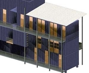 Perspectiva do edifício habitacional<br />Imagem dos autores do projeto 