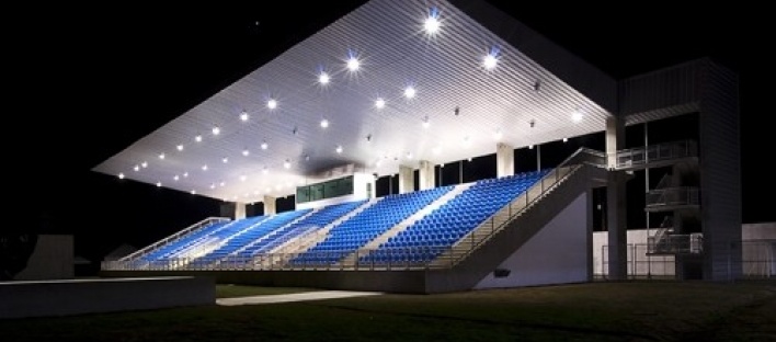 Tribuna da Arena, vista noturna<br />Imagem dos autores do projeto 