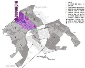 Mapa das Bacias Hidrográficas do Município<br />Imagem dos autores do projeto 