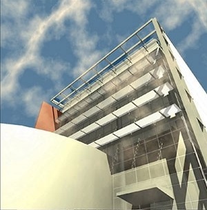 Perspectiva fachada norte<br />Imagem do autor do projeto 