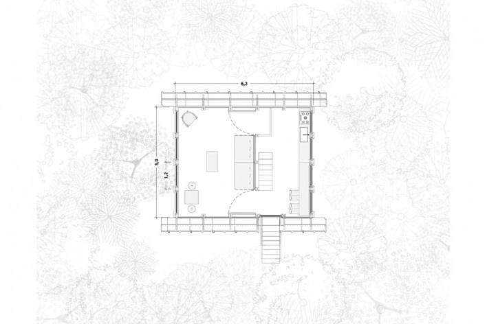 Monkey House, first floor plan, Paraty RJ Brasil, 2020. Architect Marko Brajovic / Atelier Marko Brajovic<br />Imagem divulgação/ disclosure image  [Atelier Marko Brajovic]
