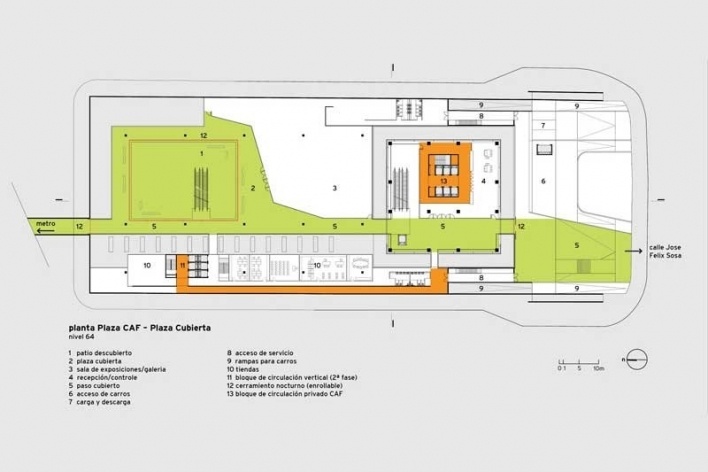 Planta da praça coberta<br />Desenho do escritório  [Andrade Morettin Arquitetos Associados]