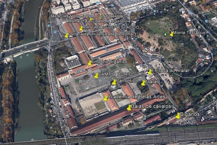 Área do Mattatoio de Testaccio e Campo Borio<br />Foto divulgação  [Google Earth]