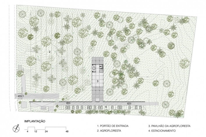 Pavilhão da Agrofloresta, implantação, Porto Feliz SP, 2023. Arquiteto Felipe SS Rodrigues (autor)<br />Imagem divulgação  [Arquiteto Felipe SS Rodrigues]
