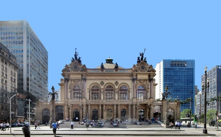 Teatro Municipal de São Paulo<br />Fotomontagem Victor Hugo Mori, 2010 