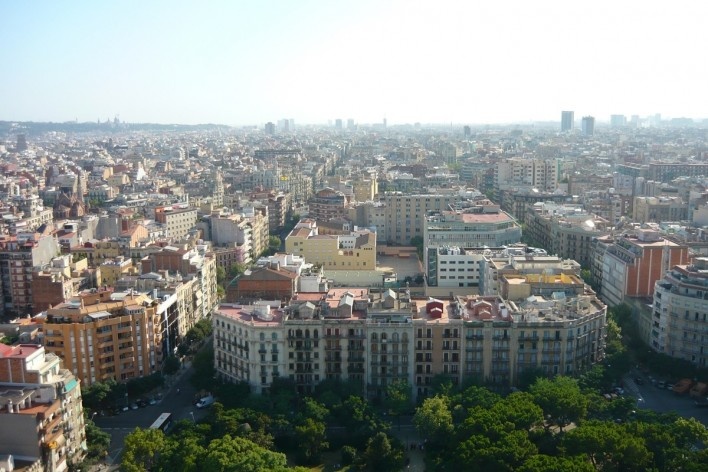 Vista aérea da cidade de Barcelona, Espanha. Foto tirada a partir da Sagrada Família, jul. 2009<br />Foto Francisco Alves 