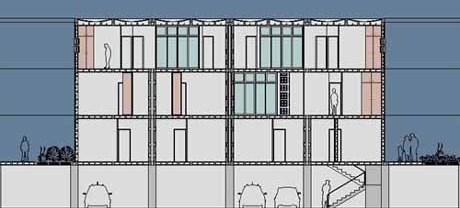Modulação estrutural não impede a variação na composição das placas externas, impedindo que as fachadas se tornem monótonas<br />Imagem dos autores do projeto 