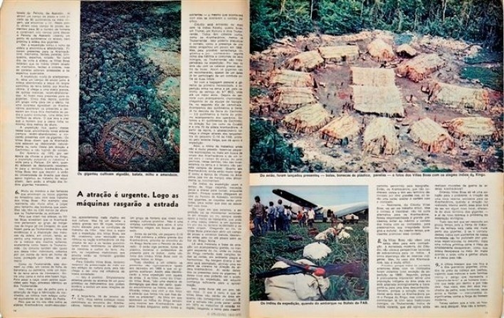 Páginas da revista "O Cruzeiro", número com a reportagem da 1ª viagem ao Xingu, Valdir Zwetsch, 1972