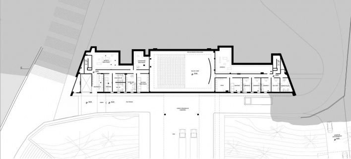 Complexo Teatro Castro Alves, planta -4, Salvador, 3º lugar concurso. César Shundi Iwamizu e equipe, 2010<br />Desenho escritório 