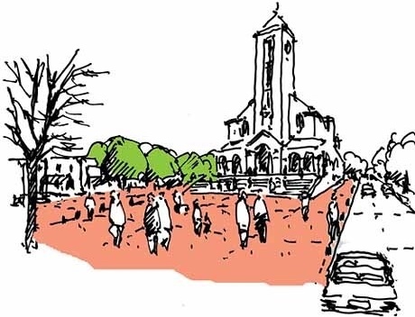 Croqui da Praça da Igreja Nossa Senhora de Santana<br />Imagem dos autores do projeto 
