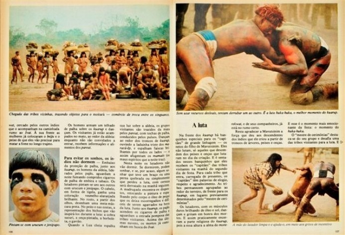 Páginas da revista "Realidade", número com a reportagem da 3ª viagem ao Xingu, Valdir Zwetsch, 1974