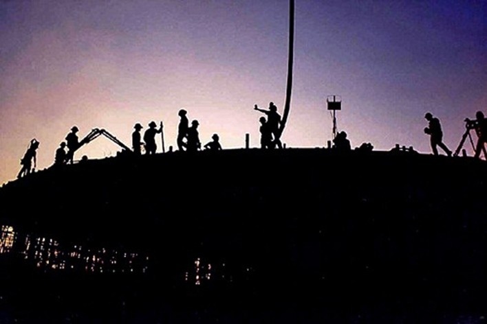 Trabalhadores durante a construção do Memorial da América Latina<br />Foto Pedro Ribeiro 