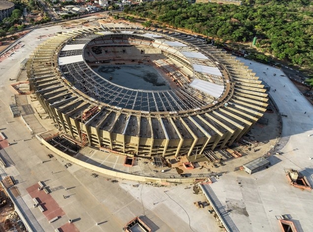 Novo Mineirão, estádio em construção, Belo Horizonte MG. Projeto de reforma e adequação para Copa 2014 do escritório BCMF Arquitetos<br />Foto Alberto Andrich / BCMF Arquitetos  [BCMF Arquitetos]