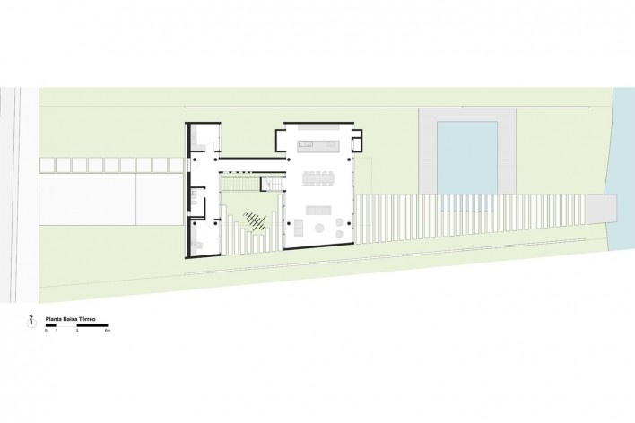 House TR1215, ground floor plan, Porto Alegre RS Brasil, 2019. Architects Diego Brasil and Anderson Calvi / BR3 Arquitetos<br />Imagem divulgação/disclosure image  [BR3 Arquitetos]