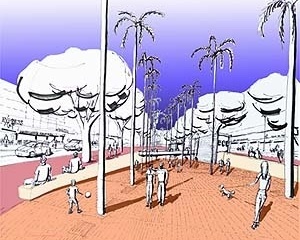 Acesso à praça comercial subterrânea e futura estação de metro a ser instalada no local