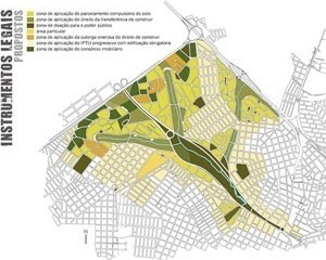 Mapa dos instrumentos legais propostos para a região<br />Imagem dos autores do projeto 