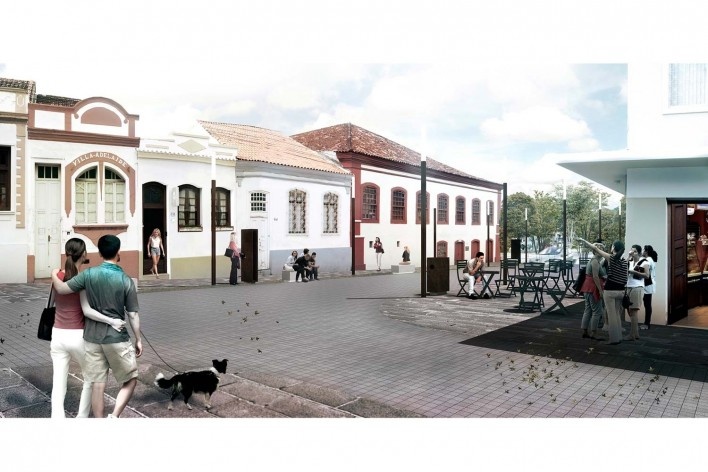 Requalificação urbanística do centro histórico de São José, Santa Catarina, 2014. 1º lugar. Modelo eletrônico