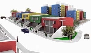 Vista das duas tipologias habitacionais<br />Imagem do autor do projeto 