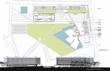 Planta nível 925,00 / Elevação Avenida Anita Garibaldi <br />Imagem dos autores do projeto 