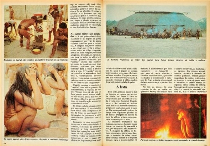 Páginas da revista "Realidade", número com a reportagem da 2ª viagem ao Xingu, Valdir Zwetsch, 1973