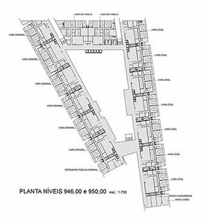 Planta níveis 946,00 e 950,00<br />Imagem dos autores do projeto 