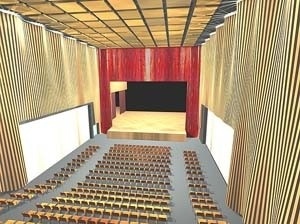 Vista interna do teatro para 400 pessoas<br />Imagem dos autores do projeto 