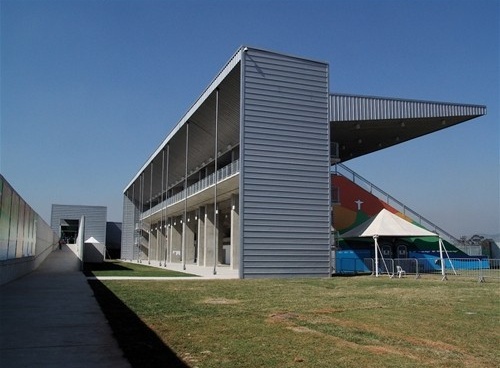 Arena de Tiro ao Prato,vista posterior<br />Imagem dos autores do projeto 