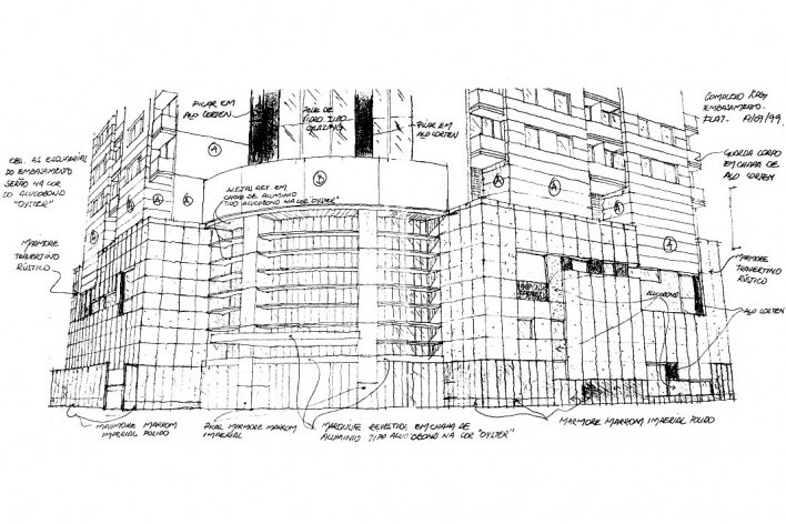 Brascan Century Plaza, croquis dos arquitetos, São Paulo. Escritório Konigsberger Vannucchi, 2000-2003 [Acervo KV]