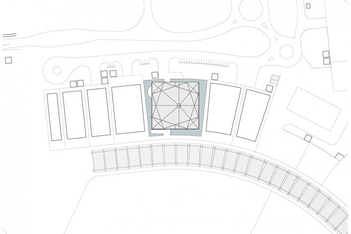 Pavilhão do Brasil na Expo Dubai 2020, implantação, Dubai, Emirados Árabes Unidos, 2020. Arquitetos José Paulo Gouvêa, Marta Moreira, Martin Benavidez e Milton Braga / Ben-Avid + JPG.ARQ + MMBB Arquitetos<br />Imagem divulgação/disclosure image/divulgación  [Ben-Avid + JPG.ARQ + MMBB Arquitetos]