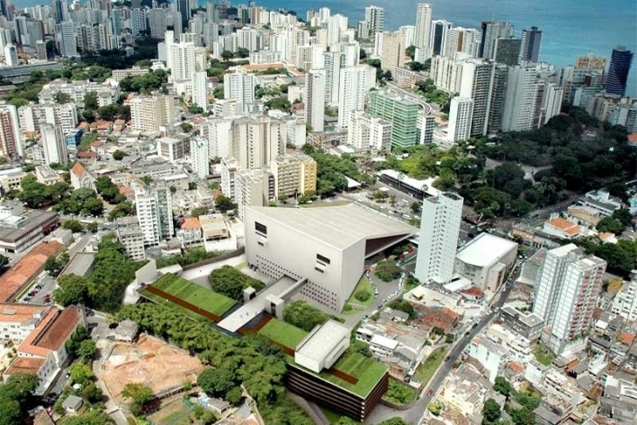 Complexo Teatro Castro Alves, perspectiva geral, Salvador, 3º lugar concurso. César Shundi Iwamizu e equipe, 2010<br />Desenho escritório 