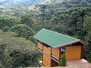 A casa e seu entorno, uma floresta nativa de araucárias<br />Imagem dos autores do projeto 