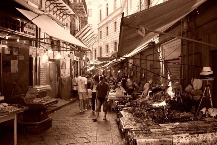 Mercado de rua. Palermo, Itália. Agosto/2010<br />Foto Francisco Alves 