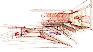 Vista superior da rua interna<br />Imagem dos autores do projeto 